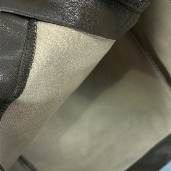 Shinestar Olive Leather Skirt with Zipper - Picture 7 of 11